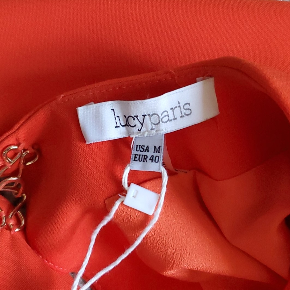 Red Orange Butterfly Sleeve Dress - Picture 6 of 6